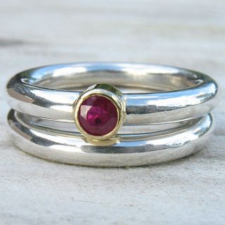 handmade silver & 18ct gold ruby ring by lilia nash jewellery