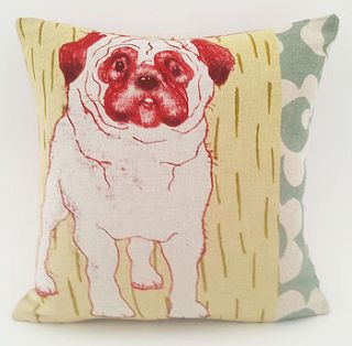 'love your pug' linen cushion by quietly eccentric