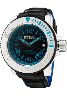 Invicta 1130  Watches,Mens Reserve Automatic GMT Black Dial Black/Blue Genuine Calf Leather, Casual Invicta Automatic Watches