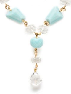 Blue Quartzite & Rock Crystal Y Shaped Necklace by Stephen Dweck