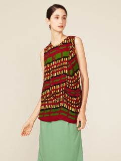 Asymmetrical Printed Crepe Gathered Top by Marni