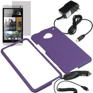 BW Hard Shield Shell Cover Snap On Case for AT&T, Sprint, T Mobile HTC One + LCD + Car + Home Charger  Purple Cell Phones & Accessories