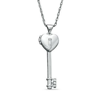Diamond Accent Heart Key Locket in Sterling Silver   Zales