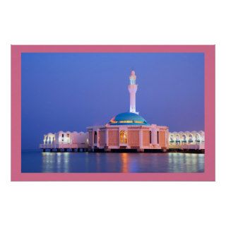 Pink Mosque on Water Jeddah Saudi Arabia Poster