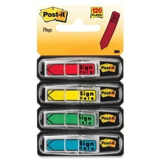 Assorted Color SIGN HERE Arrow Flag Set, 1/2x1 3/4, 4 Colors, 120/Dispenser (MMM684SH)  Telephone Message Pads 