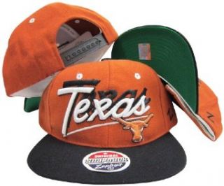 Texas Longhorn Orange/Black Shadow Script Two Tone Plastic Snapback Adjustable Plastic Snap Back Hat / Cap Clothing