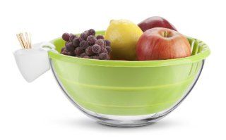 Cuisaid Glass Fruit/Salad Bowl With Silicone Colander & Clip On Holder Dip Clip Kitchen & Dining