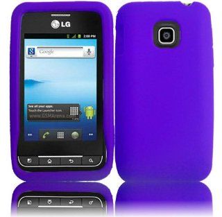 Dark Purple Silicone Jelly Skin Case Cover for LG Optimus 2 AS680 LG Optimus Net Cell Phones & Accessories