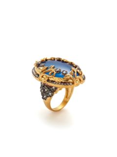 Ornate Blue Onyx Oval Ring by Azaara