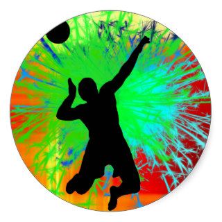Volley Ball Service Fireworks Stickers
