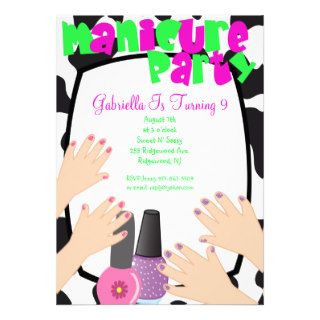 Nails, Nails, Nails Manicure Spa Birthday Party Personalized Invitations