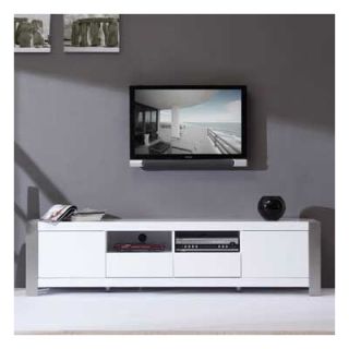 B Modern Composer 79 TV Stand BM 100 Finish White High Gloss and Brushed St