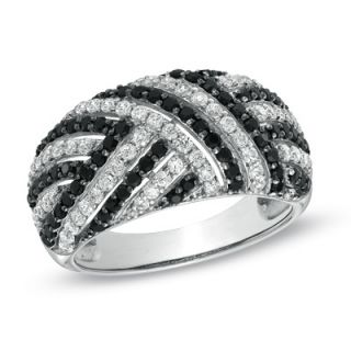 CT. T.W. Enhanced Black and White Diamond Basket Weave Band in