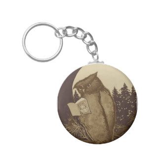Owl  Reading by Moonlight Key Chains