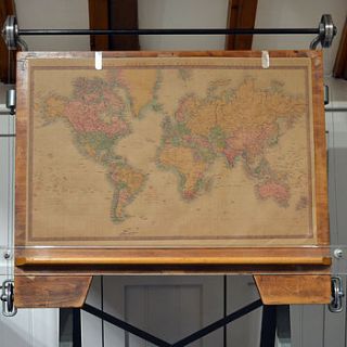 vintage style world map poster by oakdene designs