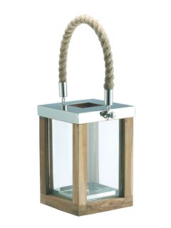 Small Teak and Stainless Steel Lantern by DK Living