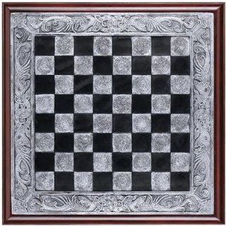 Mystical Legends Chess Board in Faux Silver and Ebony [Toy] Patio, Lawn & Garden