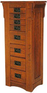 Mission Style Oak Finish Jewelry Chest   Jewelry Armoires