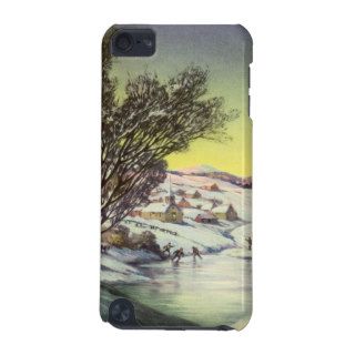 Vintage Christmas Frozen Lake with Ice Skaters iPod Touch 5G Cases