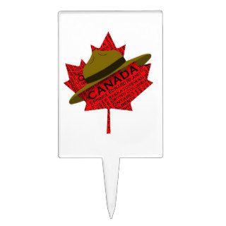 Canadian Mountie Hat on Red Maple Leaf Cake Topper