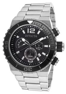 Invicta 12998  Watches,Mens Pro Diver Chronograph Silver Tone Steel Black Dial, Fashion Invicta Quartz Watches