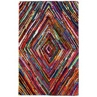 Kesa Multi colored Diamond Pattern Recycled Cotton Rug (9x12)