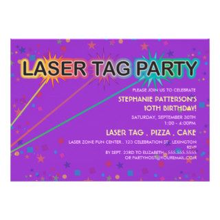 Laser Tag Birthday Party Invitation  Girl