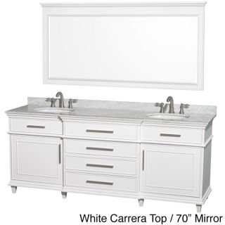 Wyndham Collection Berkeley White 80 inch Double Bathroom Vanity White Size Double Vanities