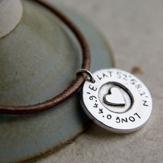 personalised solid silver latitude longitude bracelet by sally clay