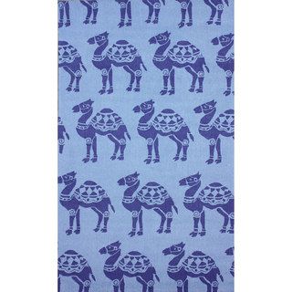 Nuloom Hand hooked Novelty Camel Blue Rug (76 X 96)