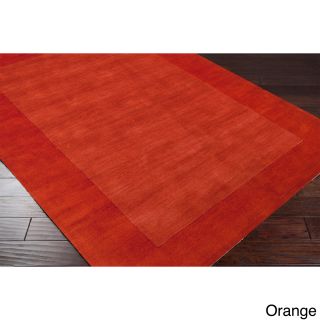 Surya Carpet, Inc Hand Loomed Obert Solid Bordered Tone on tone Wool Area Rug (9 X 13) Orange Size 9 x 13