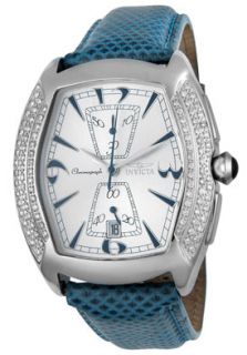 Invicta 9926  Watches,Mens Tapered Diamond Chronograph Teal Blue Leather, Chronograph Invicta Quartz Watches