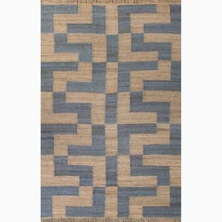 Hand made Taupe/ Blue Hemp Eco friendly Rug (2x3)