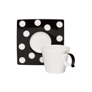 Red Vanilla Freshness Dots Black Espresso Cup/ Saucer Set (pack Of 6)