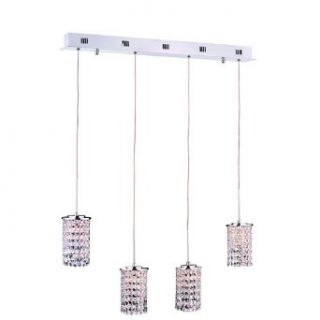 Trans Globe Lighting PND 704 Crystal Four Light Island / Billiard Fixture from the Contemporary Collection, Polished Chrome   Ceiling Pendant Fixtures  