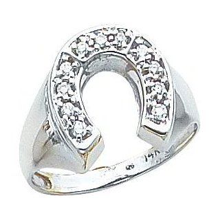 14K White Gold Diamond Horseshoe Mens Ring Jewelry Jewelry