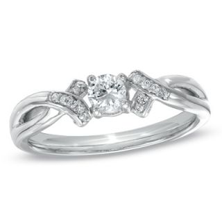 CT. T.W. Diamond Ribbon Promise Ring in 10K White Gold   Zales