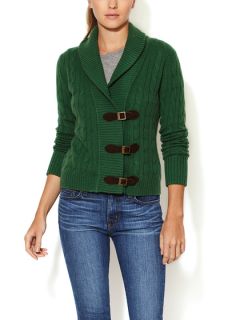 Cable Knit Cashmere Buckle Cardigan by Autumn Cashmere