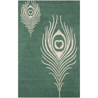 Safavieh Handmade Soho Teal/ Ivory New Zealand Wool/ Viscose Rug (36 X 56)
