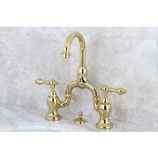 Vintage High Spout Polished Brass Bridge Bathroom Faucet