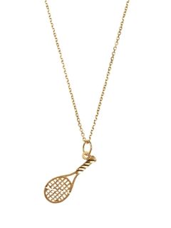 Gold Tennis Racket Pendant Necklace by b by bianca