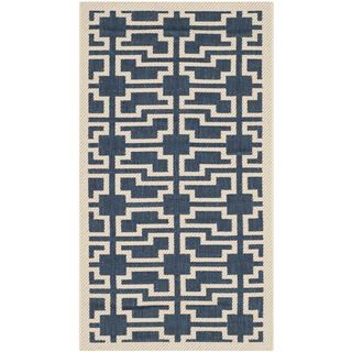 Safavieh Indoor/ Outdoor Courtyard Trellis pattern Navy/ Beige Rug (2 X 37)