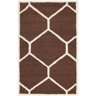 Safavieh Contemporary Handmade Moroccan Cambridge Dark Brown/ Ivory Wool Rug (26 X 4)