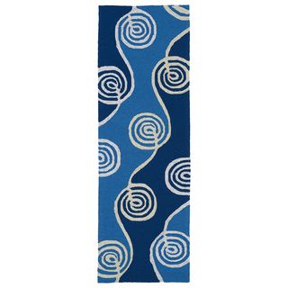Indoor/outdoor Fiesta Waves Blue Rug (2 X 6)