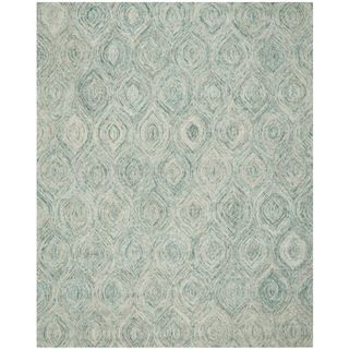 Safavieh Handmade Ikat Ivory/ Sea Blue Wool Rug (89 X 12)