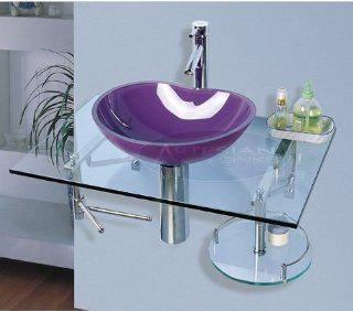 Purple Vessel Bathroom Vanity Glass Vanity Sink Set 710    