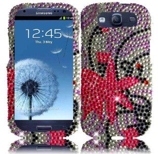 Pink Splash Full Diamond Bling Case Cover for SAMSUNG GALAXY S3 S III i747 (ATT) / i535 (Verizon)/ T999 (T mobile) / L710 (Sprint) / i9300 Cell Phones & Accessories