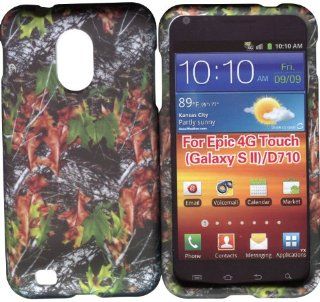 Camo Leaves Samsung Epic 4G Touch (Galaxy S 2, II) D710 Sprint Case Cover Hard Phone Case Snap on Cover Rubberized Touch Faceplates Cell Phones & Accessories