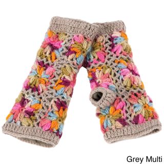 Nirvanna Designs Inc. Womens Flower Crochet Fleece Handwarmers (one Size) Grey Size One Size Fits Most