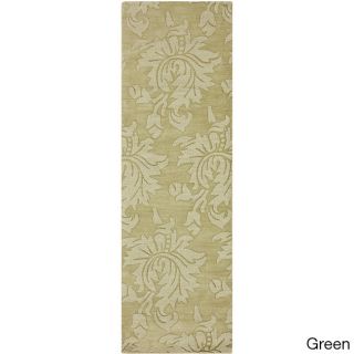 Hand Loomed Solid Tone on tone Otero Contemporary Floral Wool Runner Rug (26 X 8)